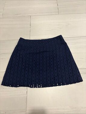Maison Jules Navy Eyelet A-Line Skirt